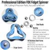 FREELOVE Clicking Sound Metal Fidget Spinners for Adults, Steel and Glow Balls Replaceable, Small Tri Figette Toys, Premium High Speed Long Spin Bearings, Mirror Blue view 3