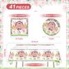 41pcs Pink Farm Party Supplies ,include 20 Plates, 20 Napkin and 1pcs Tablecloth,Used for Farm Birthday Party Decoration (Pink Farm JJJ) view 2