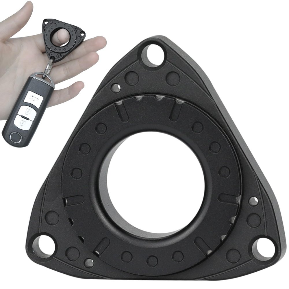 FREELOVE Keychain Ring Fidget Spinner for Adults, Men Finger Haptic Roller, Small Metal Clicker Toys, Ball Bearing, Black Fingears Spinning EDC for Anxiety Stress, Black