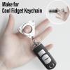 FREELOVE Keychain Ring Fidget Spinner for Adults, Men Finger Haptic Roller, Small Metal Clicker Toys, Ball Bearing, Black Fingears Spinning EDC for Anxiety Stress, Silver view 4