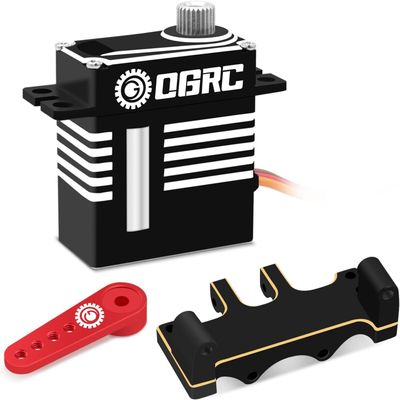 OGRC Digital Steering Servo with Brass Servo Mount and Servo Horn for Axial 1/24 SCX24 C10 JLU Bronco Deadbolt Gladiator RC Crawler Car Upgrade Parts