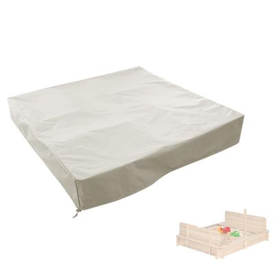 SOFW Sandbox Cover, Sandbox Sandpit Cover Waterproof and Sun Protection, 420D Heavy Duty Square Sandbox Protective Cover with Drawstring, Khaki, 72x72x8in
