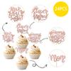 24 PCS Happy Mother's Day Cupcake Toppers Glitter Super Mom Cupcake Picks Love You Mom Cake Decorations for Happy Mother's Day Theme Women Birthday Party Cake Decorations Supplies Rose Gold view 3