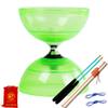 Lightning High Speed Pro Diabolo for Professional Juggling - Shining Chinese Yoyo Set Includes 2 Handsticks in Wooden & Fiberglass Diablo Sticks, 2 Strings, and Carry Bag (Green, 3-Axle) view 1
