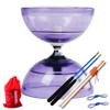 Lightning High Speed Pro Diabolo for Professional Juggling - Shining Chinese Yoyo Set Includes 2 Handsticks in Wooden & Fiberglass Diablo Sticks, 2 Strings, and Carry Bag (Purple, 3-Axle) view 1