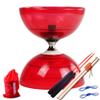 Lightning High Speed Pro Diabolo for Professional Juggling - Shining Chinese Yoyo Set Includes 2 Handsticks in Wooden & Fiberglass Diablo Sticks, 2 Strings, and Carry Bag (RED, 5-Axle) view 1