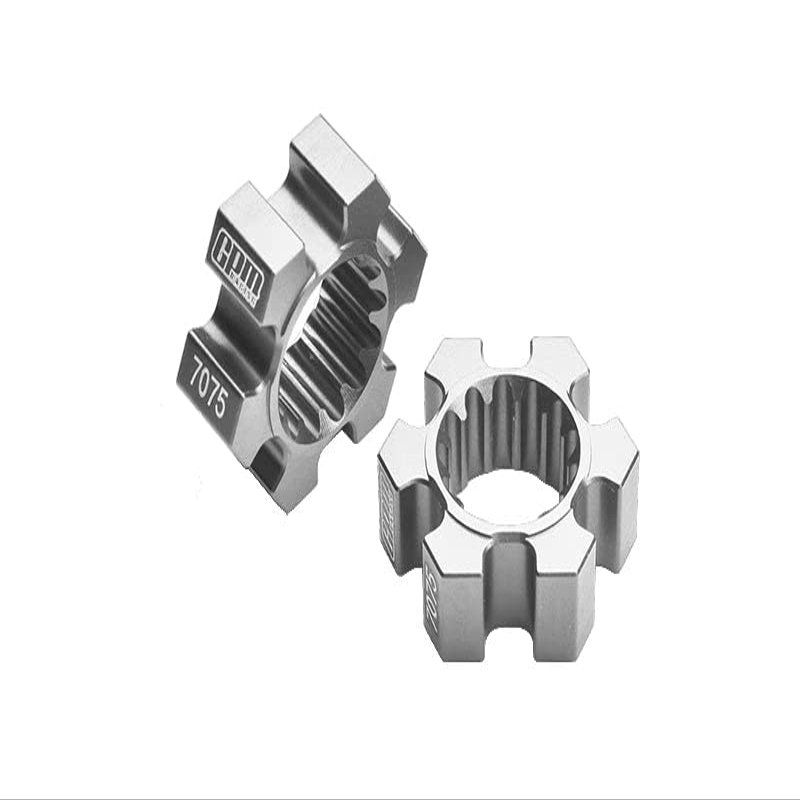 2Pc Aluminum 7075-T6 Wheel Hex Hubs for 1:5 Traxxas X Maxx 6S / X Maxx 8S / XRT 8S / 1:6 Sand Car 8S (Rear Only) - Silver
