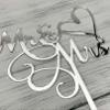 JIEEIN Mr & Mrs Cake Topper - Bride and Groom Sign Wedding, Engagement Cake Topper Decoration - Mirror Silver Acrylic view 2