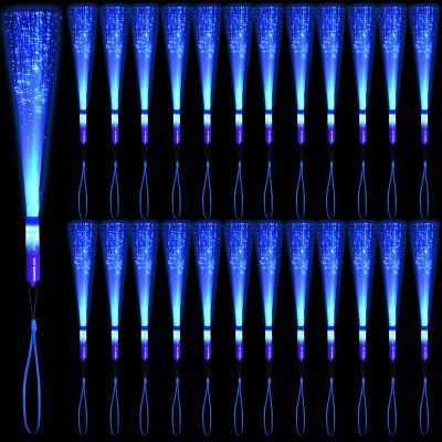 NUDALA 36 Pack Blue Glow Fiber Optic Wands Bulk Light up Wand Glow Sticks with 3 Lighting Modes for Christmas Valentine's Day Easter 4th of July Concerts Clubs Wedding Birthday