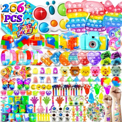 206PCS Party Favors for Kids 3-5 4-8-12, Fidget Toys Pack Birthday Bulk Goodie Bag Stuffers, Treasure Box Toys for Classroom Prizes for Kids