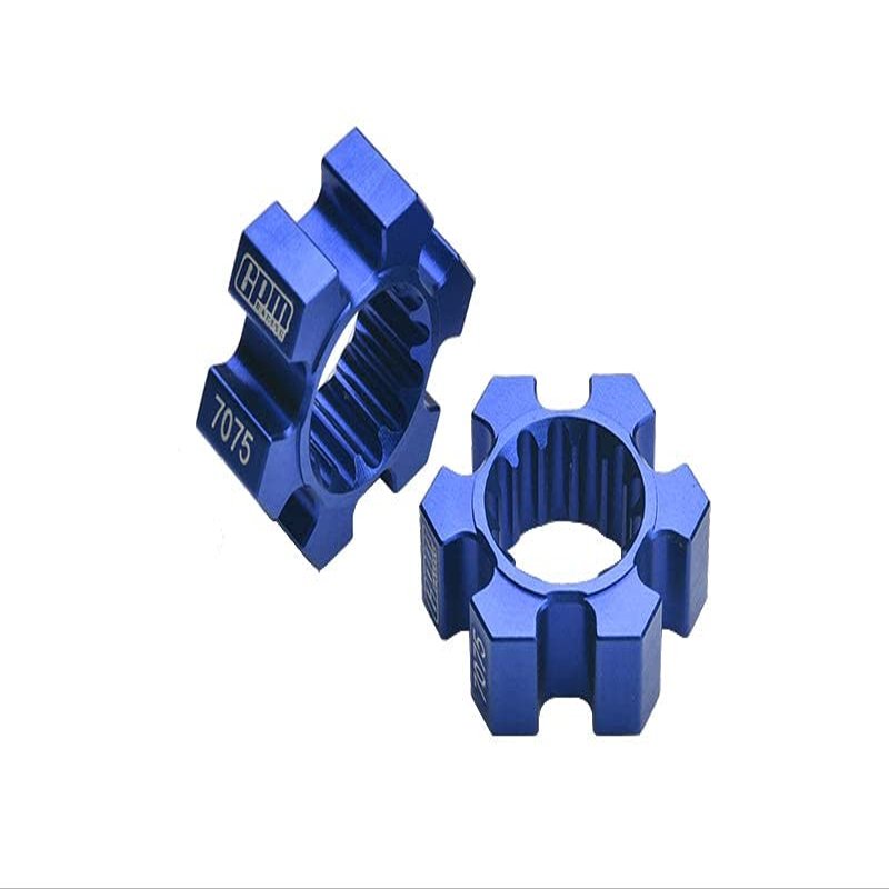 2Pc Aluminum 7075-T6 Wheel Hex Hubs for 1:5 Traxxas X Maxx 6S / X Maxx 8S / XRT 8S / 1:6 Sand Car 8S (Rear Only) - Blue