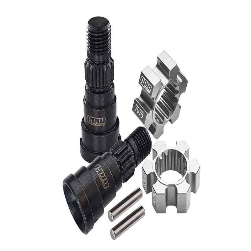 High Carbon Steel Front Or Rear CVD Joints + Aluminum 7075-T6 Wheel Hex Hubs for 1:5 Traxxas X Maxx 8S / XRT 8S Monster Truck Upgrades - Silver