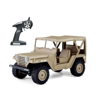 QIYHBVR 1/14, 4x4 Hobby Grade RTR RC Car Mini RC Rock Crawler Military, 2.4Ghz RC Truck with Removable Tools, LED Lights, Battery and USB Charger for Adults