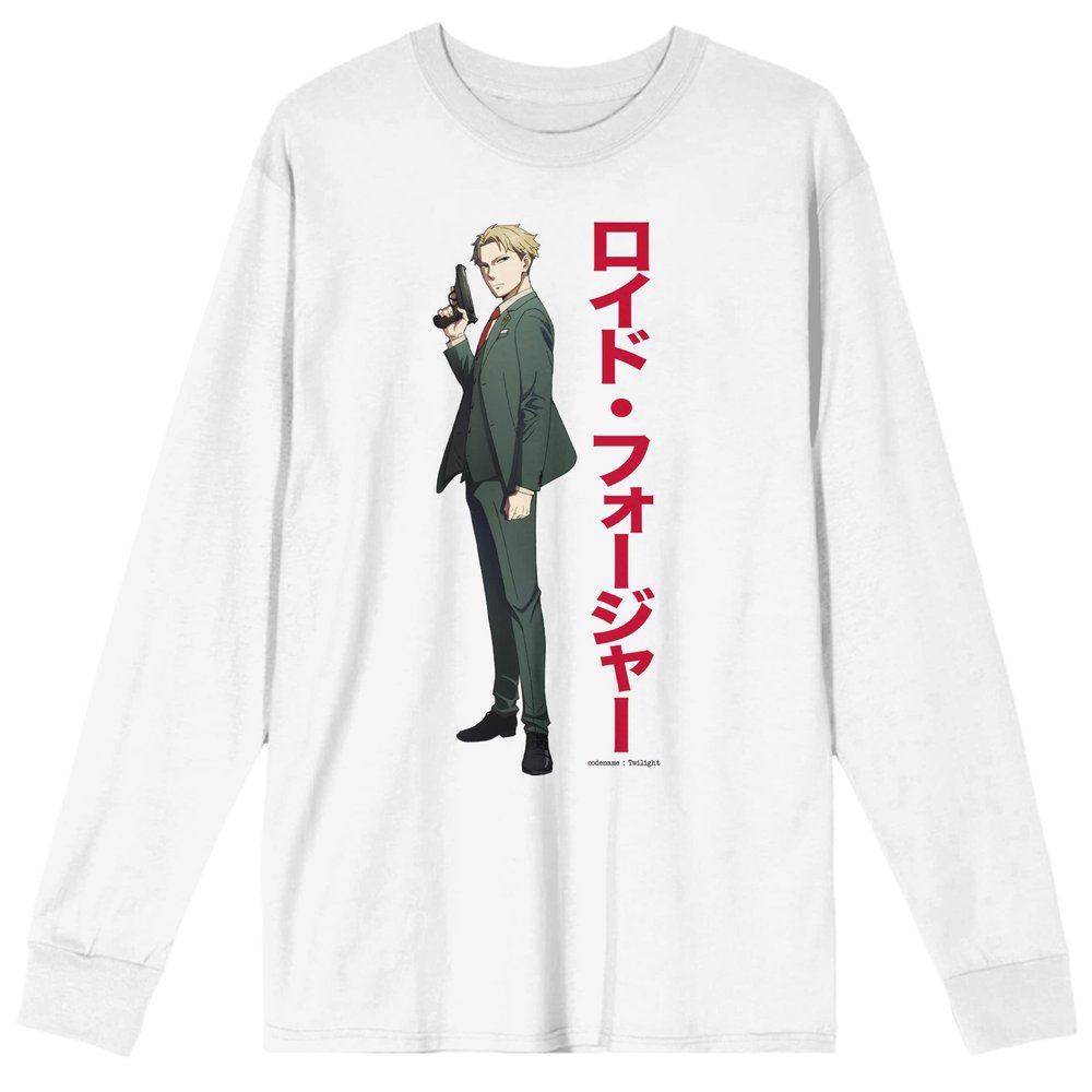 Spy x Family Loid Forger Men's White Long Sleeve Crew Neck Tee-Large