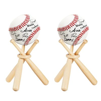 Baseball Stand Baseball Holders, Baseball Display Case for Balls Display Wooden Baseball Bat Display Stand Holder Display Baseball Centerpieces for Tables for Kids and Sports Lover (2)