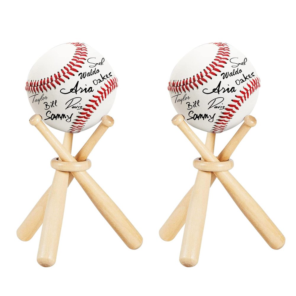 Baseball Stand Baseball Holders, Baseball Display Case for Balls Display Wooden Baseball Bat Display Stand Holder Display Baseball Centerpieces for Tables for Kids and Sports Lover (2)