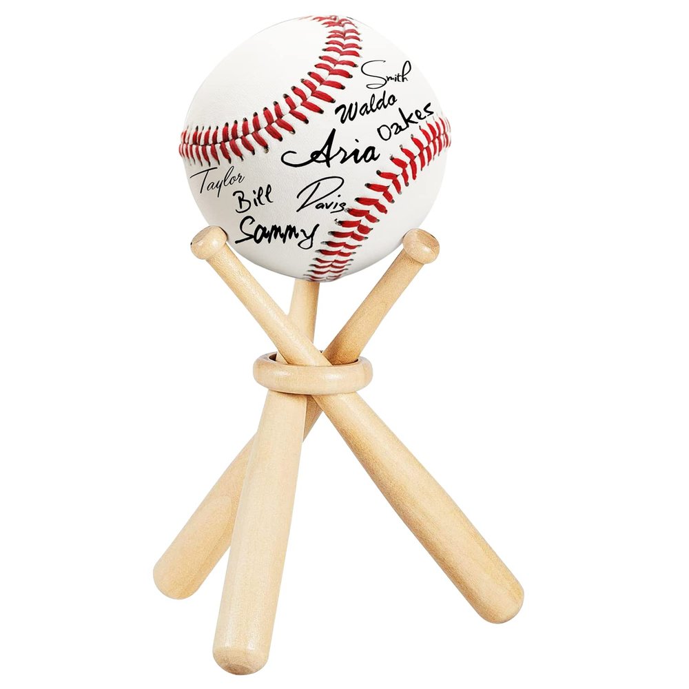 Baseball Stand and Holders, Display Case for Balls, Wooden Bat Display Stand, Centerpieces for Tables - for Kids and Sports Lovers (1)