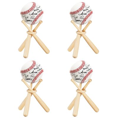 Baseball Stand Baseball Holders, Baseball Display Case for Balls Display Wooden Baseball Bat Display Stand Holder Display Baseball Centerpieces for Tables for Kids and Sports Lover (4)
