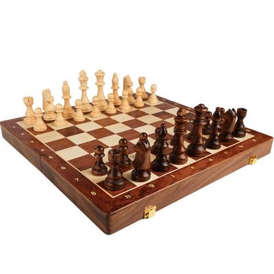 Handmade Portable Travel Chess Board Chess Piece Storage Slots for Kids Adult Travel Set with Fo(Intellectual Thinking)
