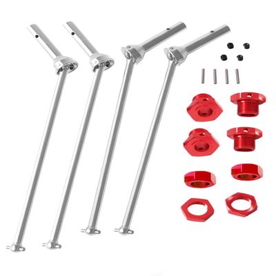 RCMYou Drive Shaft Axles Upgrades Part for Arrma 1/8 Kraton 6S BLX,Outcast 6S BLX,#45 Steel 4PCS Front Rear CVD Driveshaft Silver,w/Wheel Hex Nuts Red