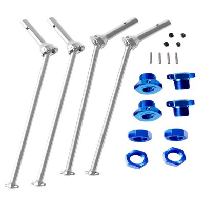 RCMYou Drive Shaft Axles Upgrades Part for 1/8 Kraton 6S BLX,Outcast 6S BLX,#45 Steel 4PCS Front Rear CVD Driveshaft Silver,w/Wheel Hex Nuts Navy Blue