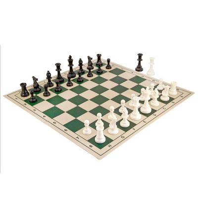 Chess PVC Chess Set Travel Portable Chess Plastic Chess PiecesChess Board Educational Toy Gift(Puzzle Game) (Green)