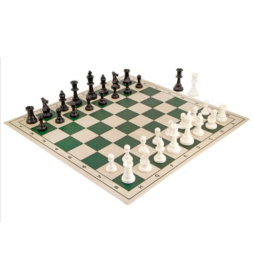 Chess PVC Chess Set Travel Portable Chess Plastic Chess PiecesChess Board Educational Toy Gift(Puzzle Game) (Green)
