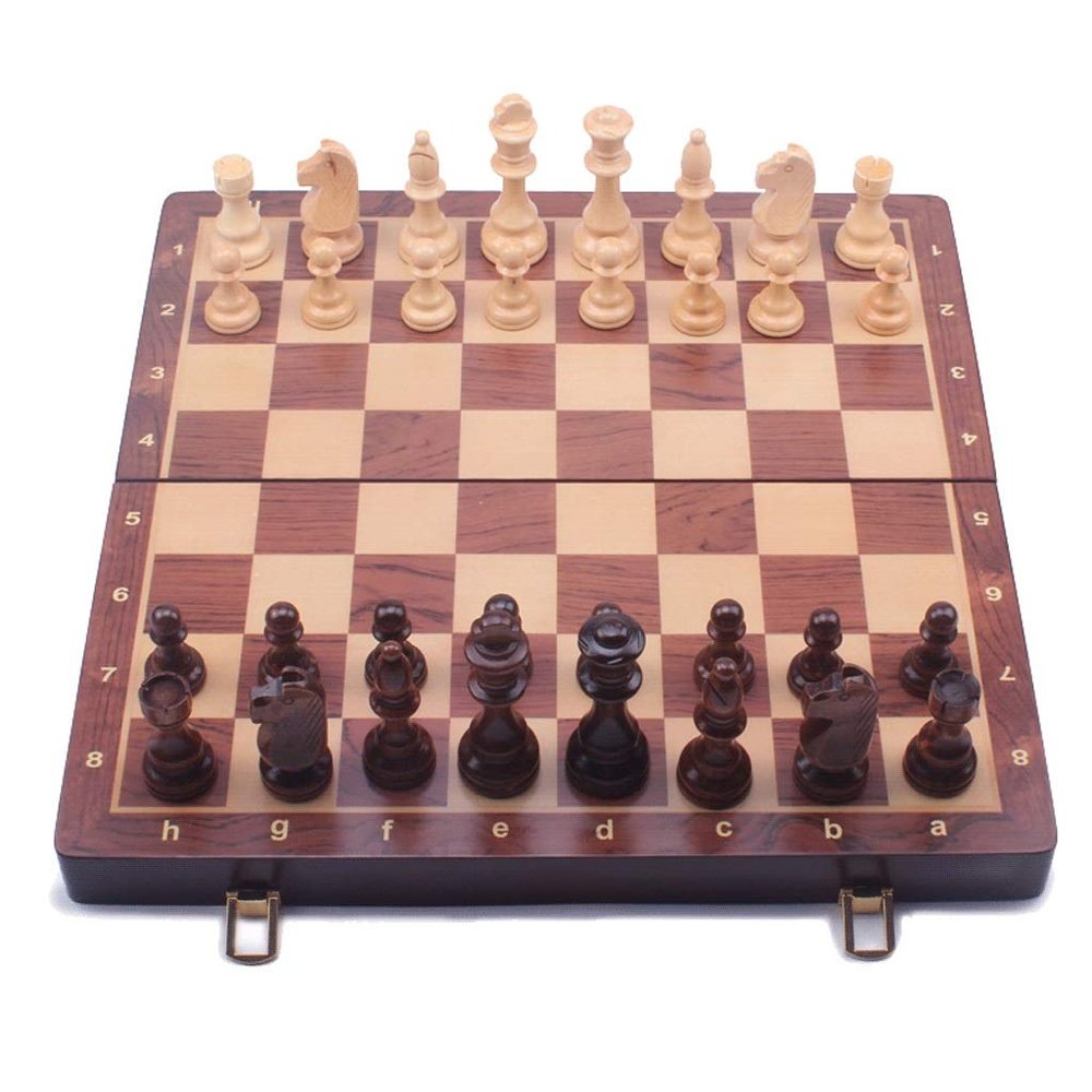 Walnut Chess Board with Chess Storage Slots Large Folding Travel Sets for Children's Day Gifts (Chess Set)