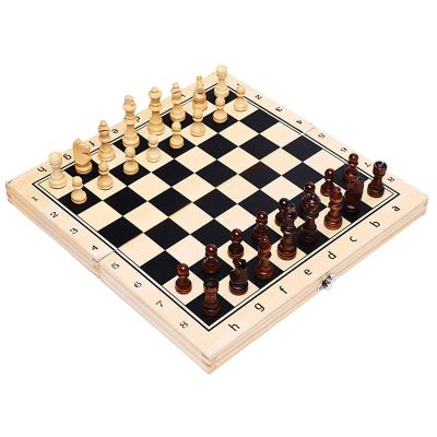 International Board Set Folding Wooden Chess Checkers Set Portable International Board Chess Travel Box Educational Toy for Kids and Adults (Color : 39x39x2.5cm)