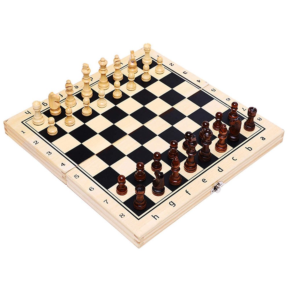 International Board Set Folding Wooden Chess Checkers Set Portable International Board Chess Travel Box Educational Toy for Kids and Adults (Color : 39x39x2.5cm)