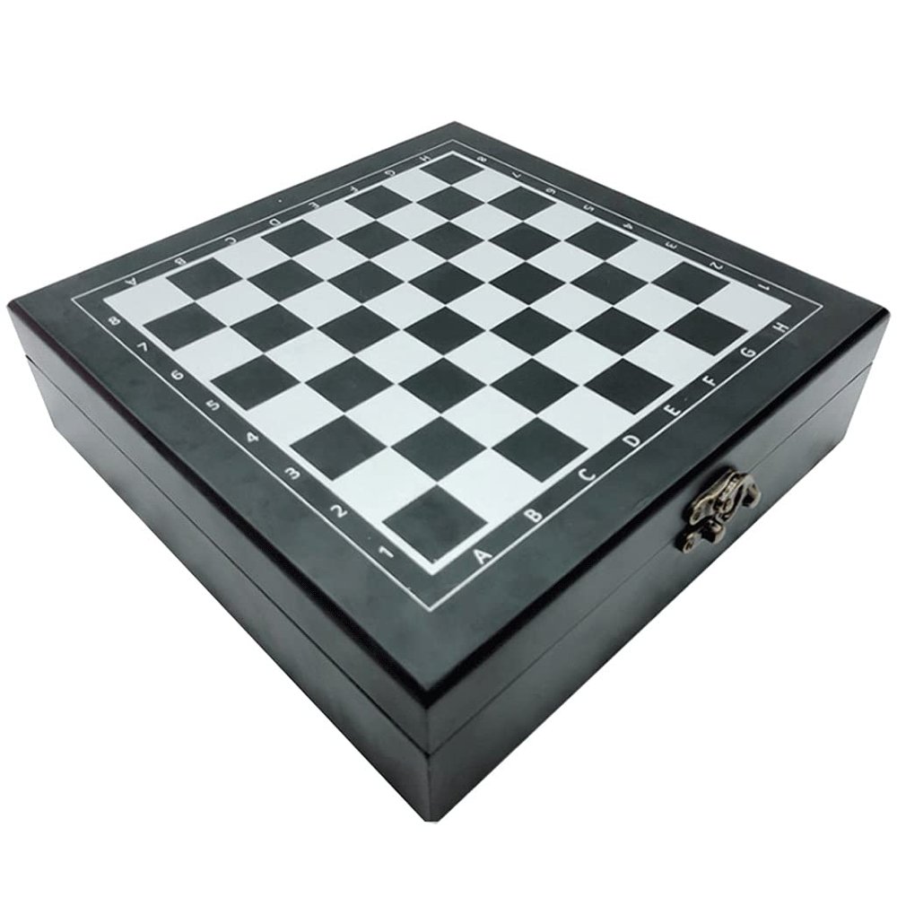 4-in-1 Chess Set Wooden with Carrying Case Travel Chess Set (Wooden Chess Divination Dice Domino) for Kids Chess Gifts (Color : Chess Set B)