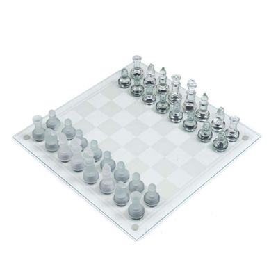 Crystal Glass Chess Portable Travel Chess Frosted Clear Chess Pieces Luxury Classic Interactive Game Educational Toy Gift (Size : Small)