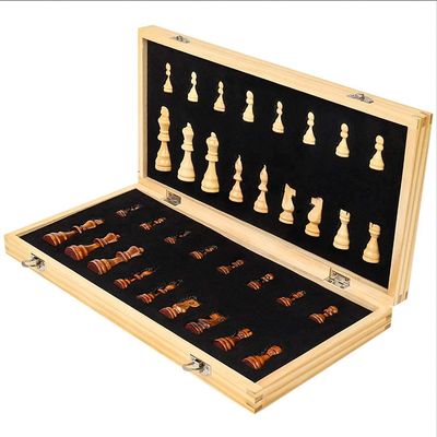 Chess Set Wooden Magnetic Set with Portable Folding Chessboard for Study Family Party Game (Intellectual Thinking)