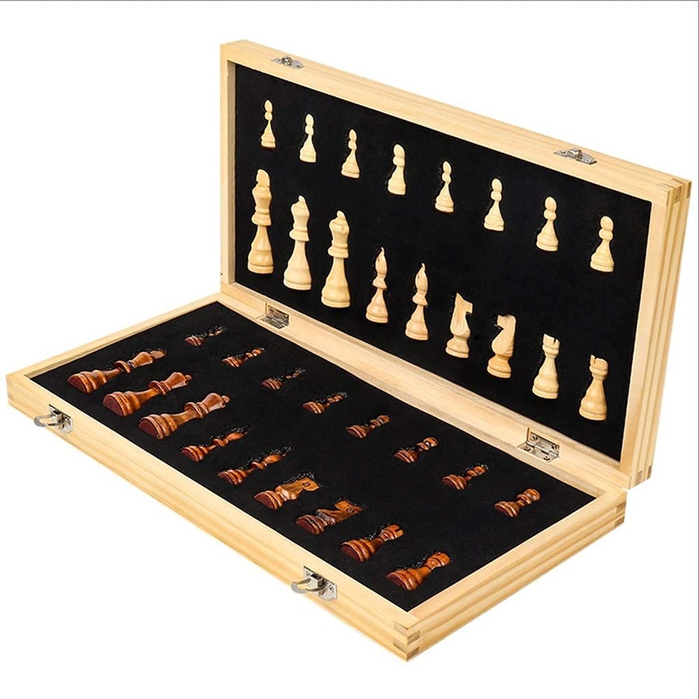 Chess Set Wooden Magnetic Set with Portable Folding Chessboard for Study Family Party Game (Intellectual Thinking)