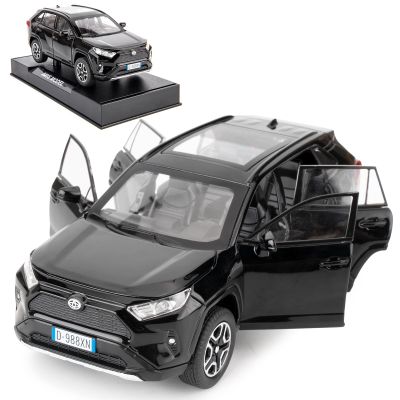 WAKAKAC Model Car 1/32 RAV4 Alloy Diecast Collectible Toy Car with Light and Sound Toy Vehicle Door Can Be Opened for Boys Kids Toddler Gift (Black)