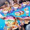 142pcs Sunset Beach Summer Tableware Set Beach Theme Party Decorations Palm Leaves Tropical Beach Banner,Tablecloth,Cups,Plates Napkins,Forks and Knives for Hawaiian Party,Swimming Pool Party,Birthday view 2
