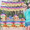 142pcs Sunset Beach Summer Tableware Set Beach Theme Party Decorations Palm Leaves Tropical Beach Banner,Tablecloth,Cups,Plates Napkins,Forks and Knives for Hawaiian Party,Swimming Pool Party,Birthday view 4