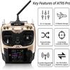 Xiangtat Radiolink AT9S Pro 10/12 Channels Radio Transmitter and Receiver R9DS, Long Range for Airplane/Jet/FPV Racing Drone/Quad/RC Truck Car/Boat and More (AT9S Pro-Gold) view 3