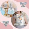 Yinder Bear Cake Toppers Mini Bear Cake Decorations Cake Toppers Gold White Pearl Ball for Birthday Party Decorations(Gray,Elephant Style) view 4