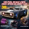 1/16 Fast RC Cars for Adults, RC Drift Car, 38KM/H High-Speed 4WD, Full Proportional Control, 6 LED Light Modes, 2 Rechargeable Batteries, RTR Drifting for Adults, Gift for Boys Kids and Girls view 3