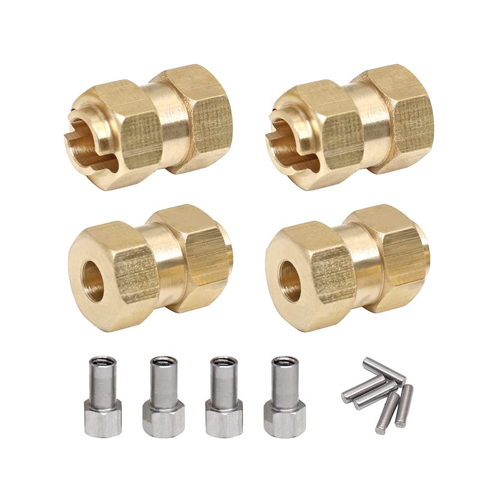 GTHELE Brass Wheel Hex Hub 10mm(+6mm) Extenders Adaptor Set for 1/18 TRX4M Redcat Ascent18 Upgrade Parts RC Crawler Car