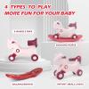 LLparty 4 in 1 Rocking Horse for Toddlers 1-3 Years Old, Baby Rocking Toy Fun Birthday Gift for 1+ Girls, Ride on Toy with Detachable Balance Board and Footrest, Balance Bike with Push Handle, Pink view 2