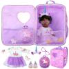 Wettarn 18 Inch Doll Carrier Set with Clothes and Accessories Including Doll Travel Bag, Dress, Shoes, Sunglasses, Backpack and Unicorn for Unicorn Birthday Gift(Purple) view 1