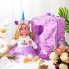 Wettarn 18 Inch Doll Carrier Set with Clothes and Accessories Including Doll Travel Bag, Dress, Shoes, Sunglasses, Backpack and Unicorn for Unicorn Birthday Gift(Purple) view 2