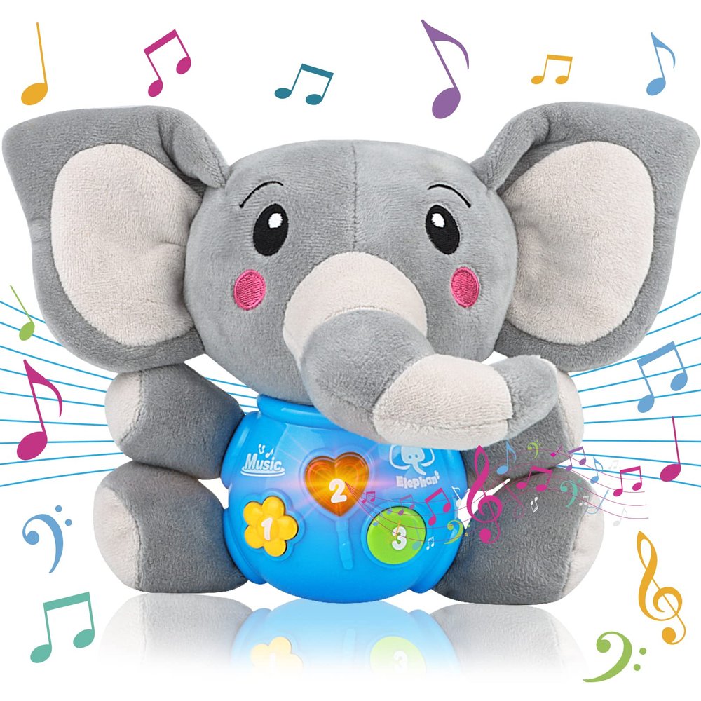 daboot Plush Musical Baby ToysCute Elephant Toys for 3-6-12 Months Boys & Girls, Cute Stuffed Animal Infants Baby Toy Elephant Baby StuffToys for Infants 0-6 Months