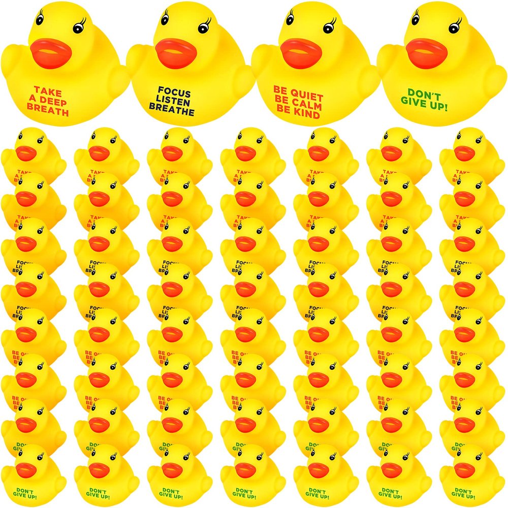 60 Pcs Rubber Duck in Bulk Mini Inspirational Gift Motivational Tiny Rubber Ducks Thank You Gifts Inspirational Party Favors Decorations Birthday Party Favors (1.3 Inch)