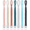 Pacifier Clips for Baby Boy and Girls, Handmade Braided Pacifier Holder, Baby Pacifiers Clips Leash Cotton Smoother Binky Clips Newborn Fits All Pacifier Unisex Baby Shower Case (Muilticolor) view 1