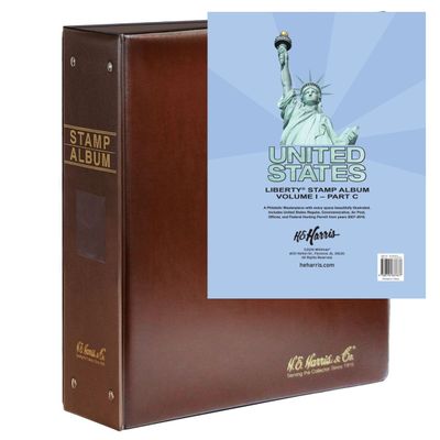H.E. Harris & Co. USA Liberty Postage Stamp Album with Pictures/Illustrations (Part C 2007-2016) with Heirloom Two-Post Binder