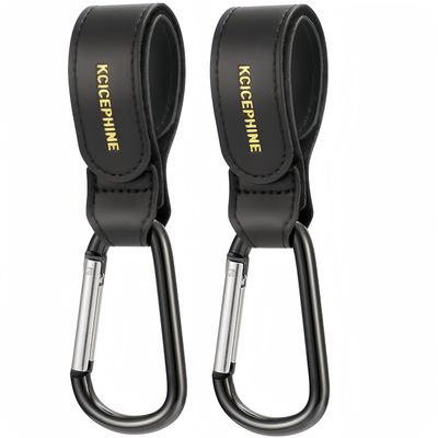 2 Pack Stroller Hooks, Stroller Straps for Diaper Bags,Adjustable Stroller Carabiner Clip,Baby Stroller Accessories for nuna,Uppababy,Bob,Hook for Bike,Scooter,Wheelchair,Walker AccessoriesBlack