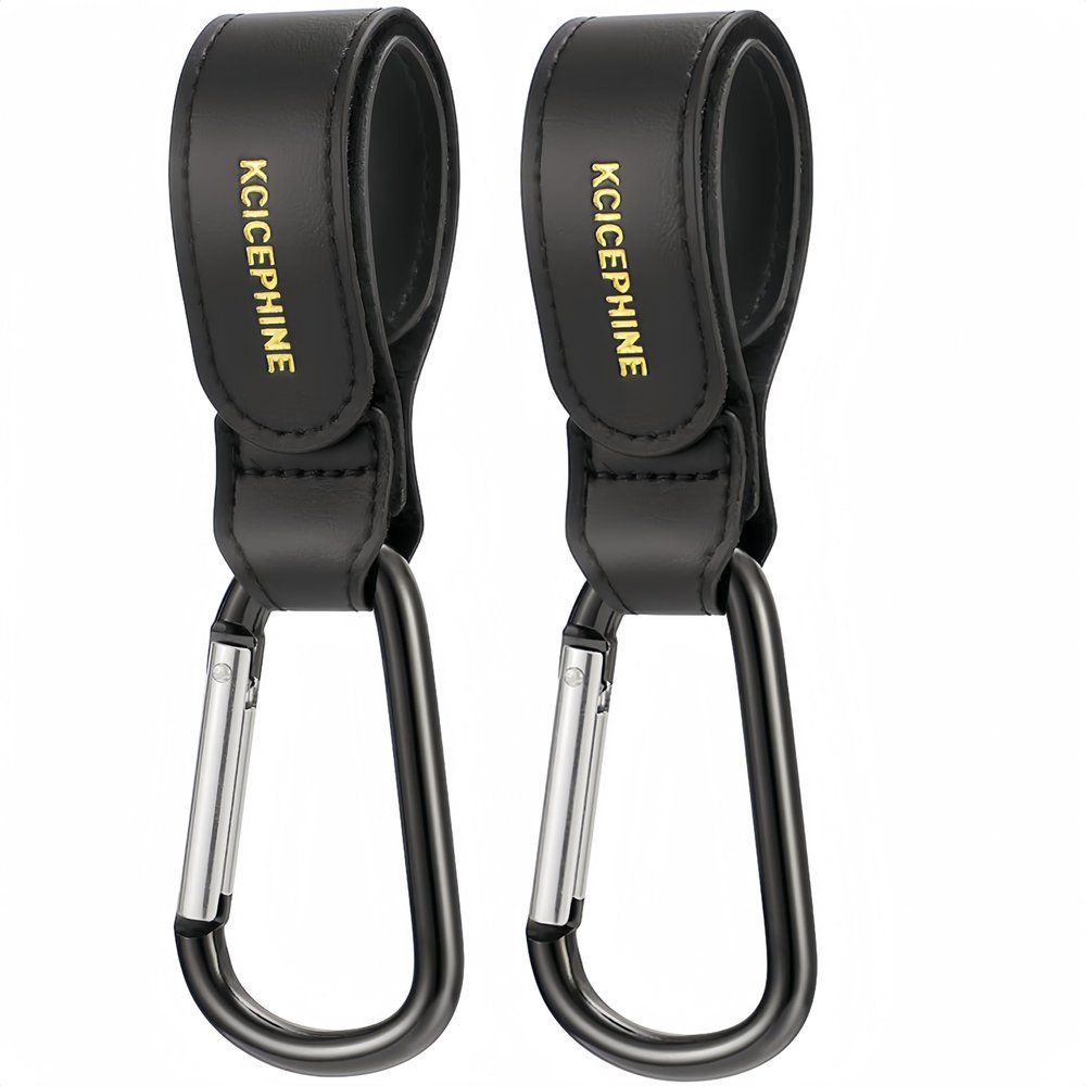 2 Pack Stroller Hooks, Stroller Straps for Diaper Bags,Adjustable Stroller Carabiner Clip,Baby Stroller Accessories for nuna,Uppababy,Bob,Hook for Bike,Scooter,Wheelchair,Walker AccessoriesBlack